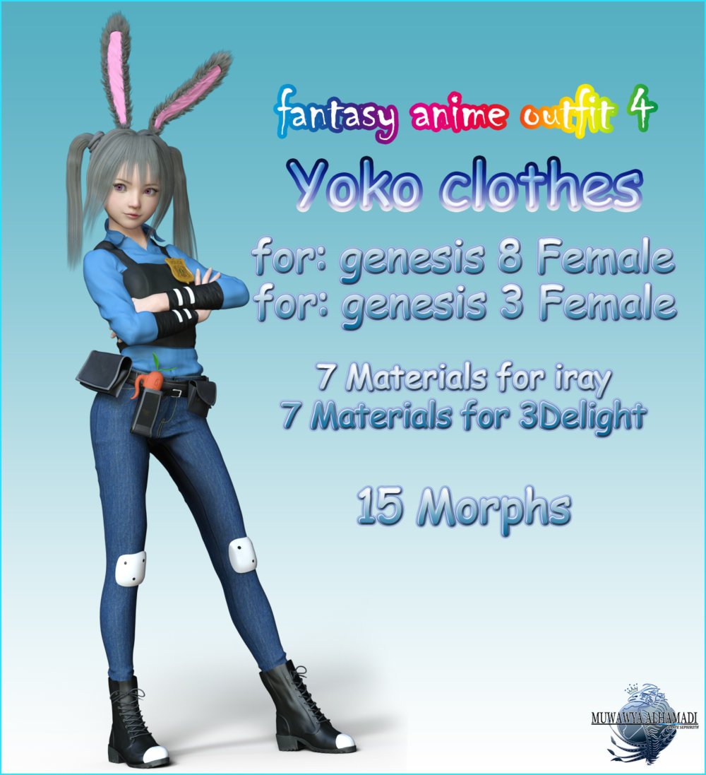 Fantasy-Anime-Outfit 4 _ Yoko clothes_ for G3F G8F