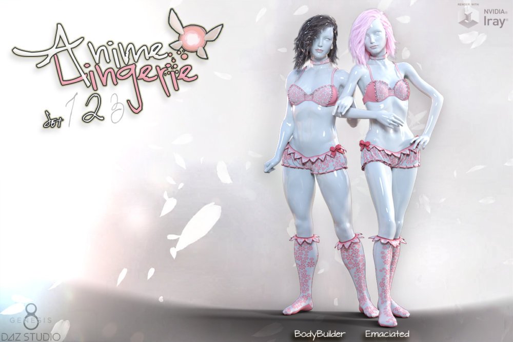 Anime Lingerie Set 2 For Genesis 8 Females