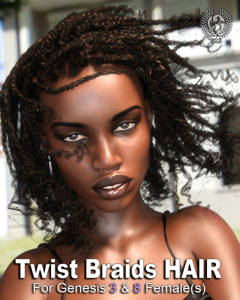 Twist Braids Hair for Genesis 3 and 8 Female(s)