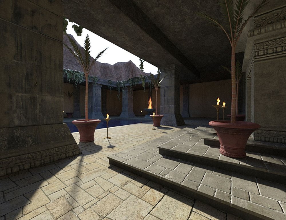 Ancient Temple Courtyard