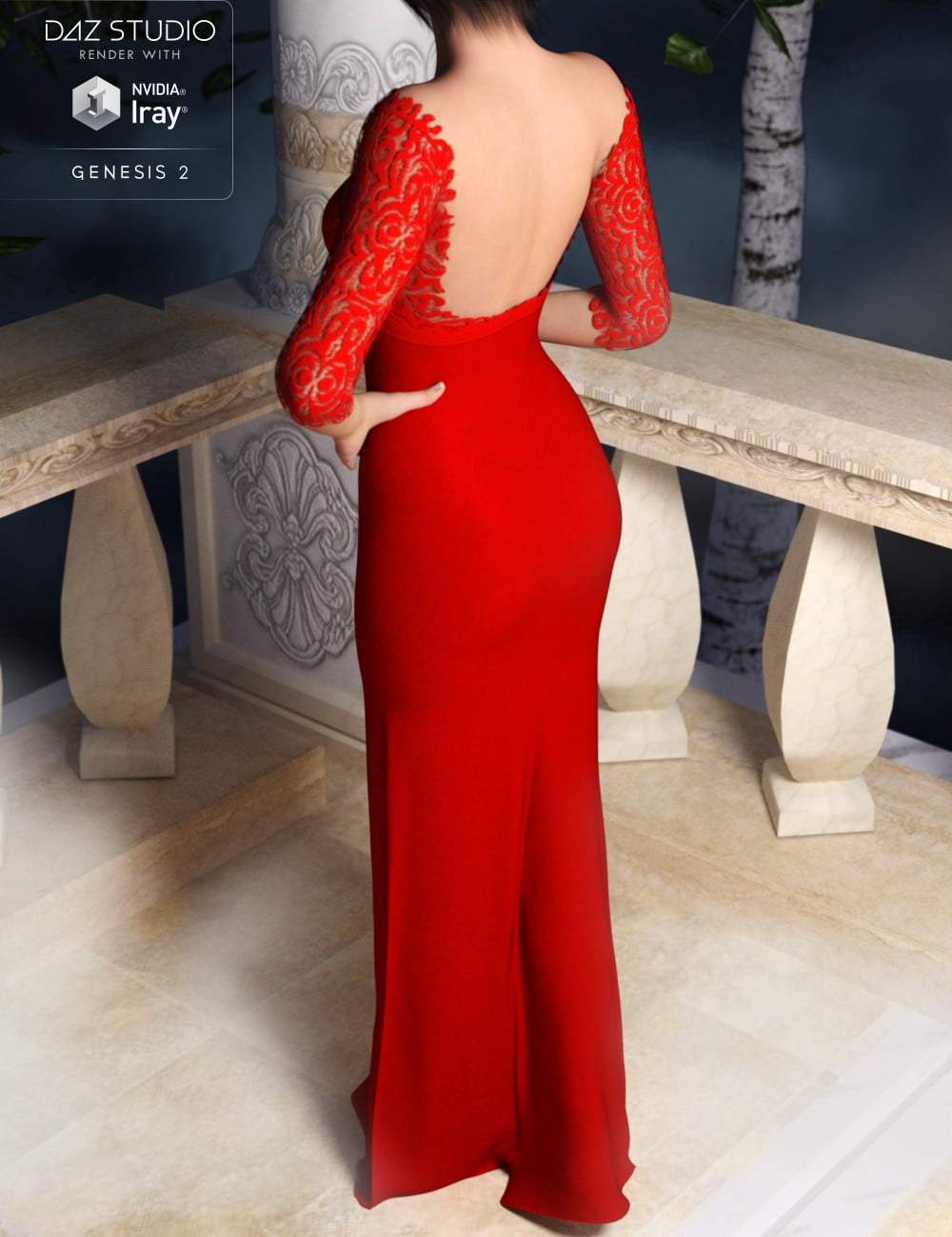 Classic Evening Gown for Genesis 2 Female(s)