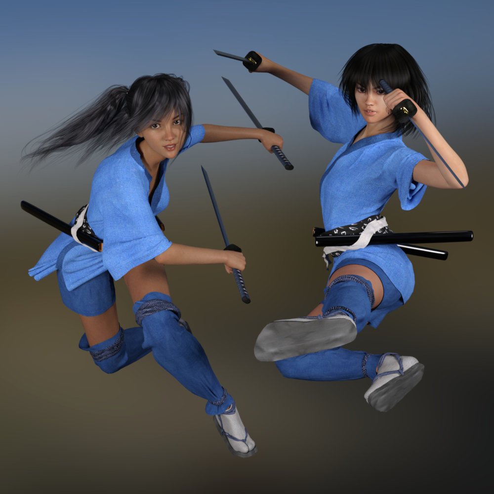 dForce Shinobi Outfit for Genesis 3 and Genesis 8 Female