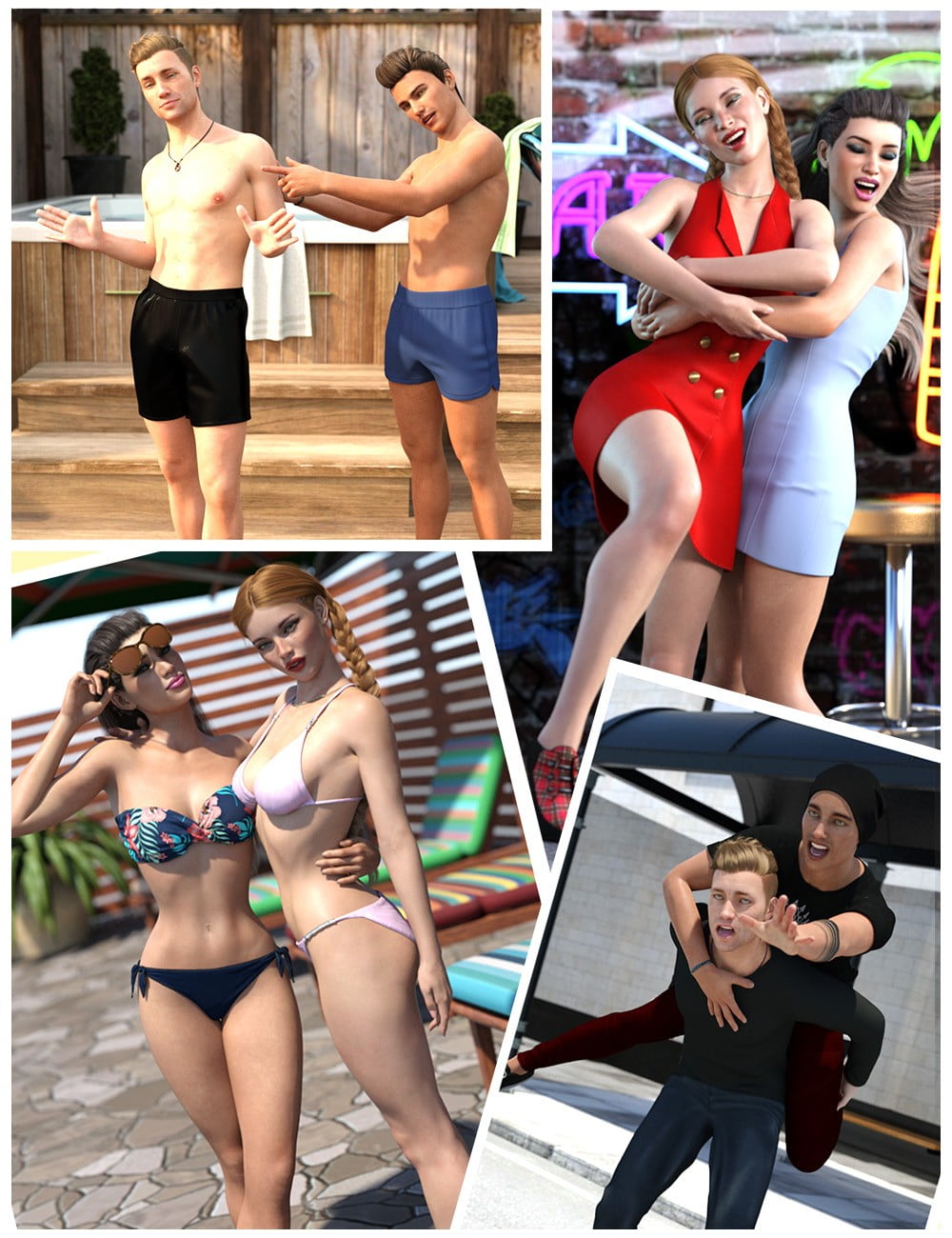 Z Best Friends - Couple Poses for Genesis 3 and 8