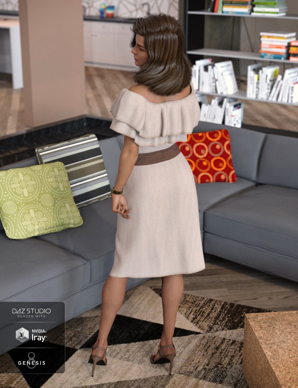 dForce Off The Shoulder Dress for Genesis 8 Female(s)