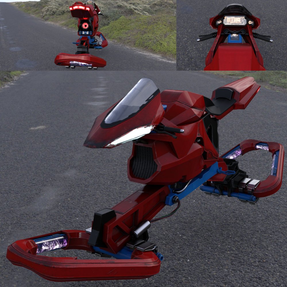 Zel Speeder Bike and Zel Helmet G3 and G8 DAZ Studio
