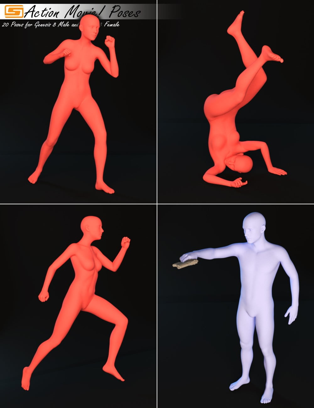Action Movie! - Poses for Genesis 8 Male and Genesis 8 Female