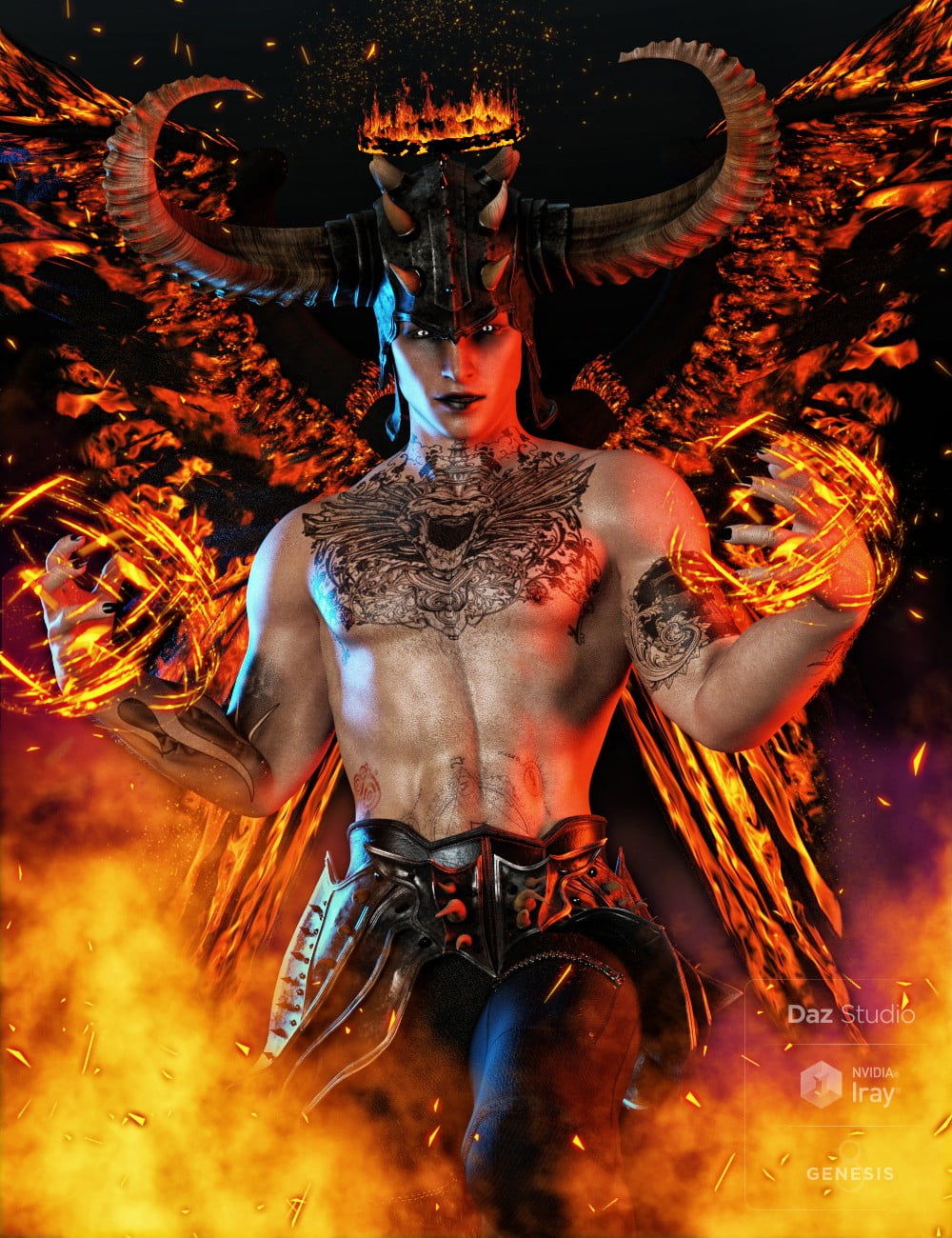 Angelic-Fallen LIE Tattoo Overlays for Genesis 8 Male