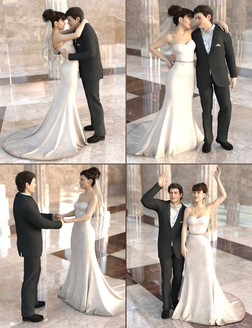 Wedding Photo Shoot Poses for Genesis 8 Male(s) and Female(s)