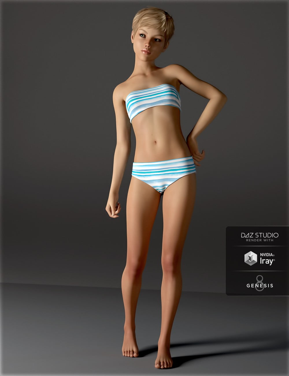 H&C dForce Bikini & Boyfriend Shirt for Genesis 8 Female(s)