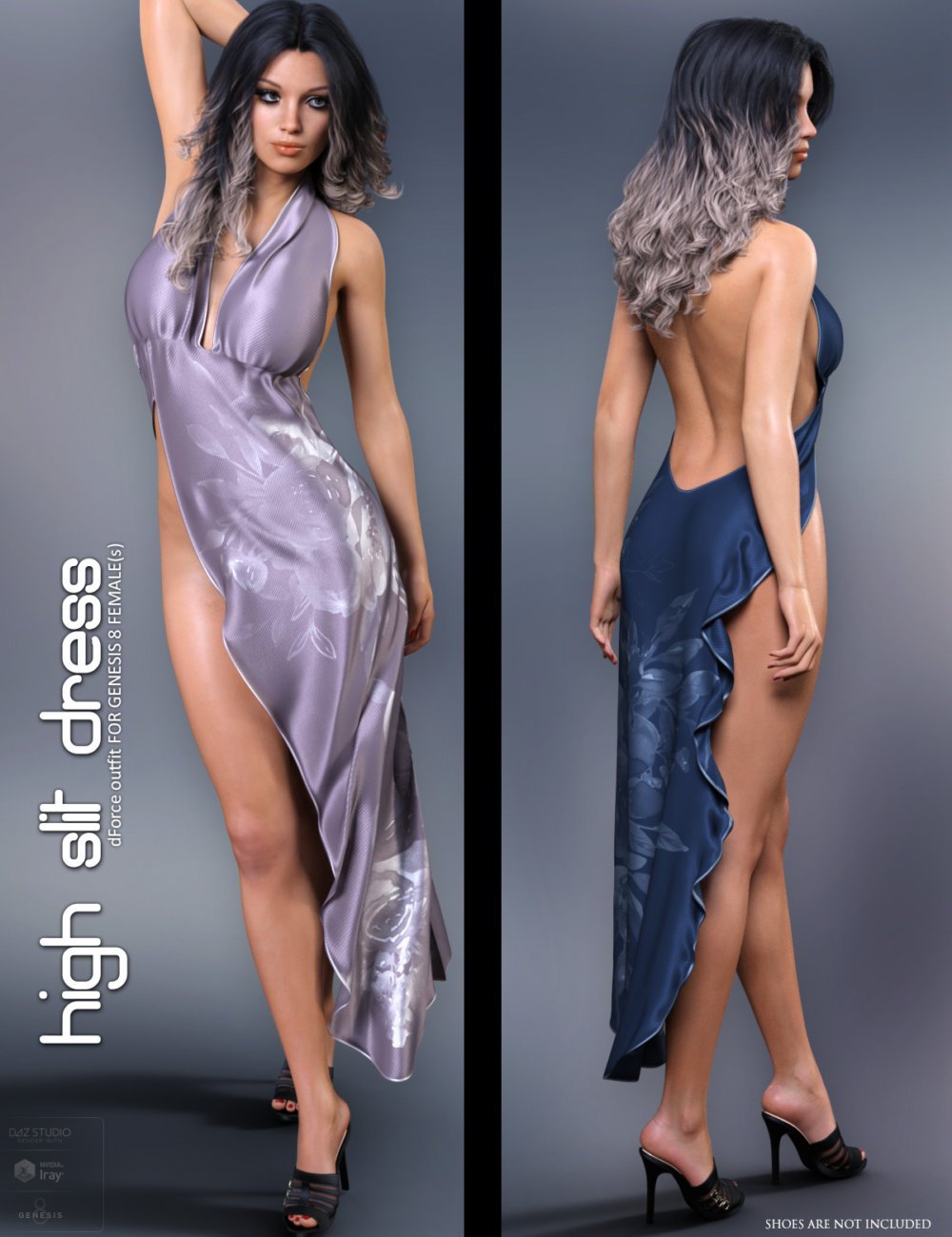 dForce High Slit Dress for Genesis 8 Females