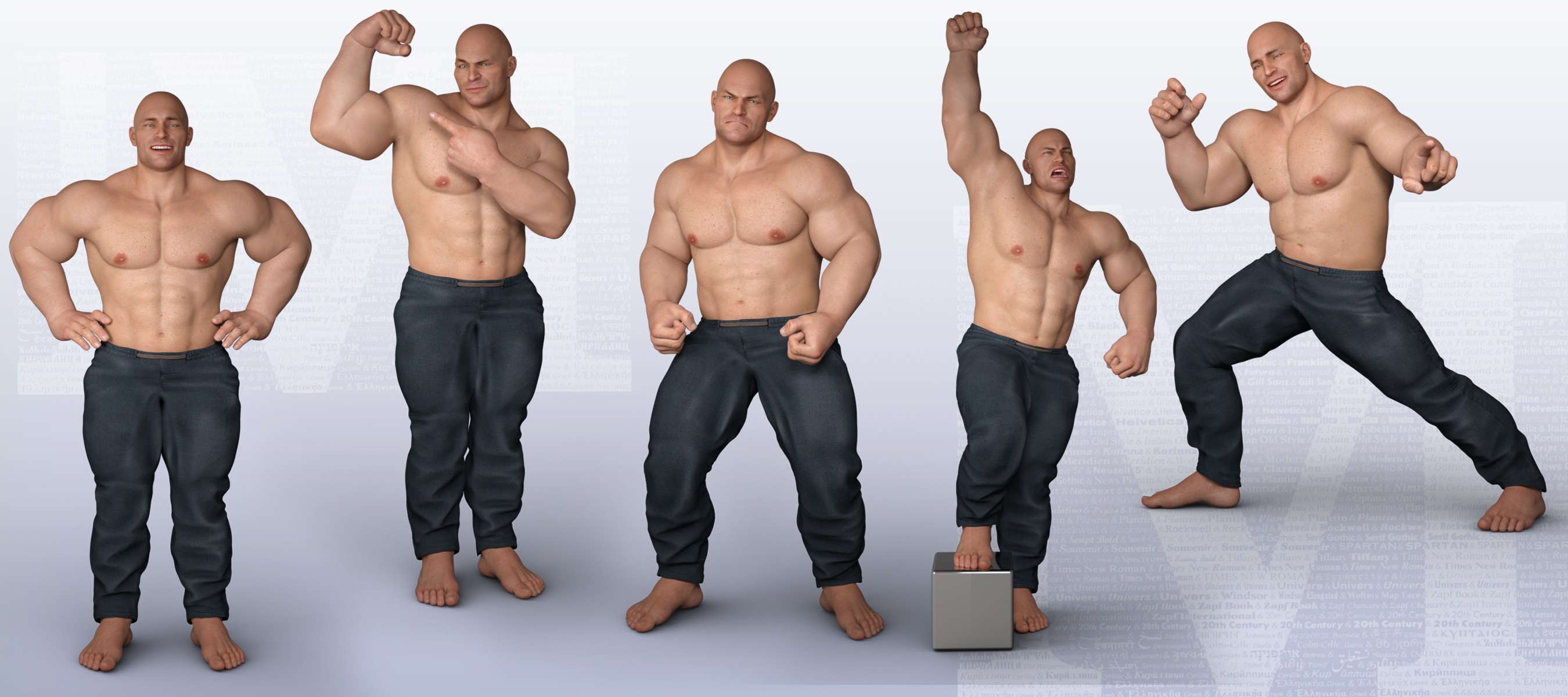 Z Muscleman - Poses and Expressions for Genesis 8 Male and The Brute 8