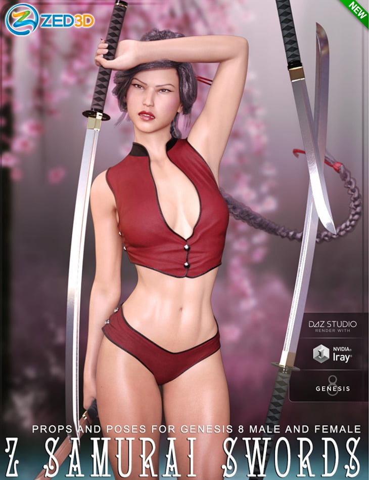 Z Samurai Swords Props and Poses for Genesis 8