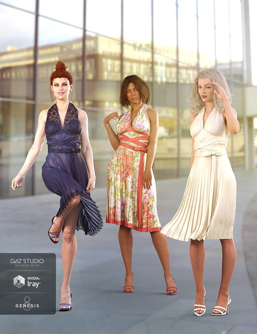 dForce Diva Iconic Halter Dress Outfit for Genesis 8 Female(s)