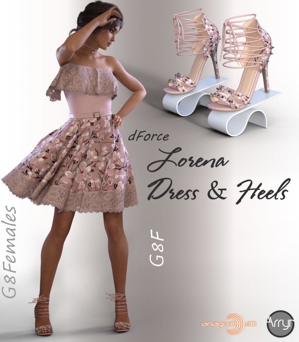 dForce Lorena Dress and Footwear Outfit for G8F