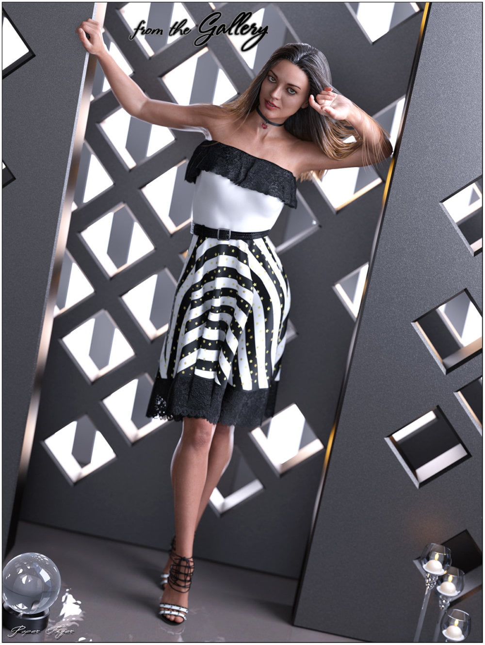 dForce Lorena Dress and Footwear Outfit for G8F