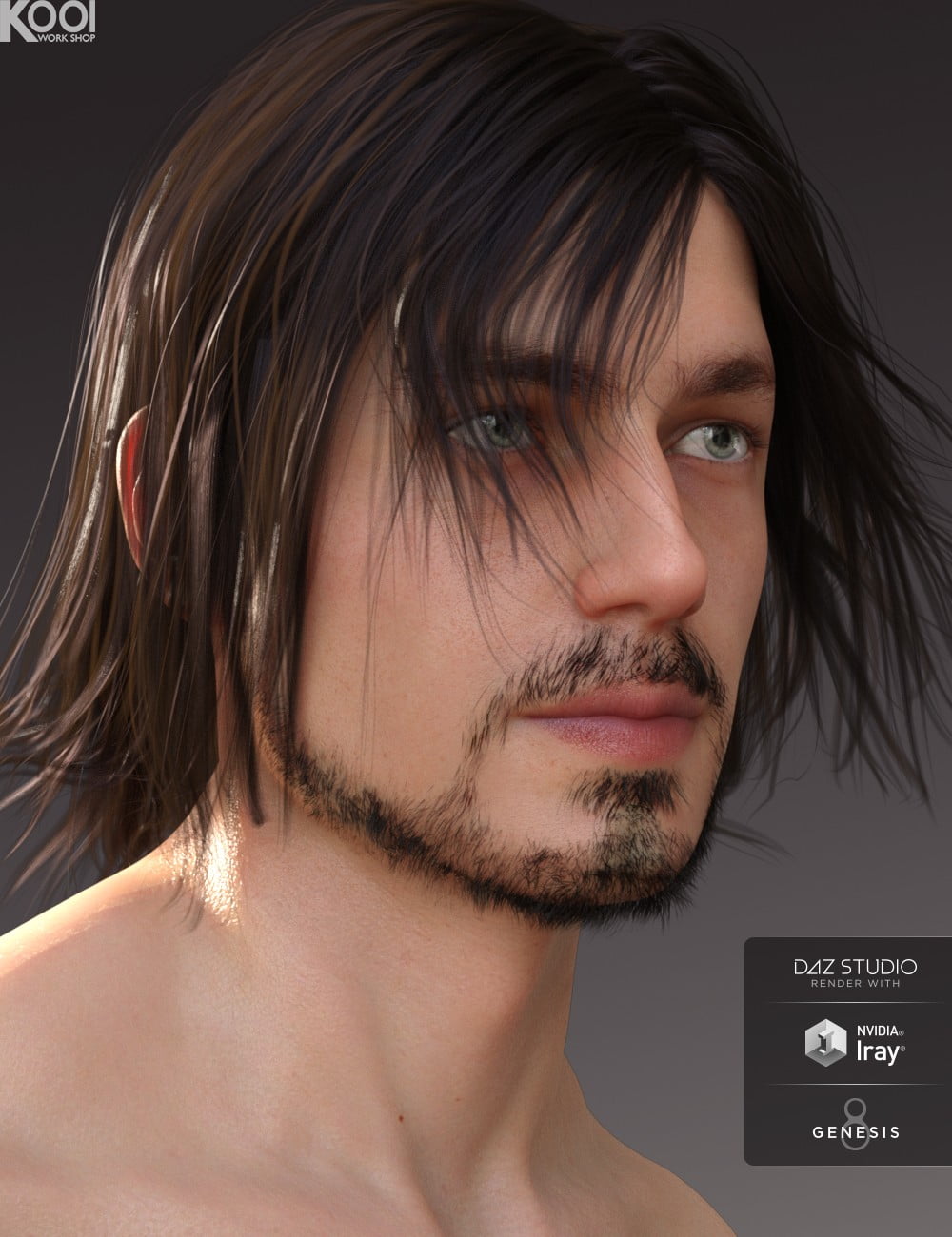 Willis Hair and Beard for Genesis 3 and 8 Male(s)