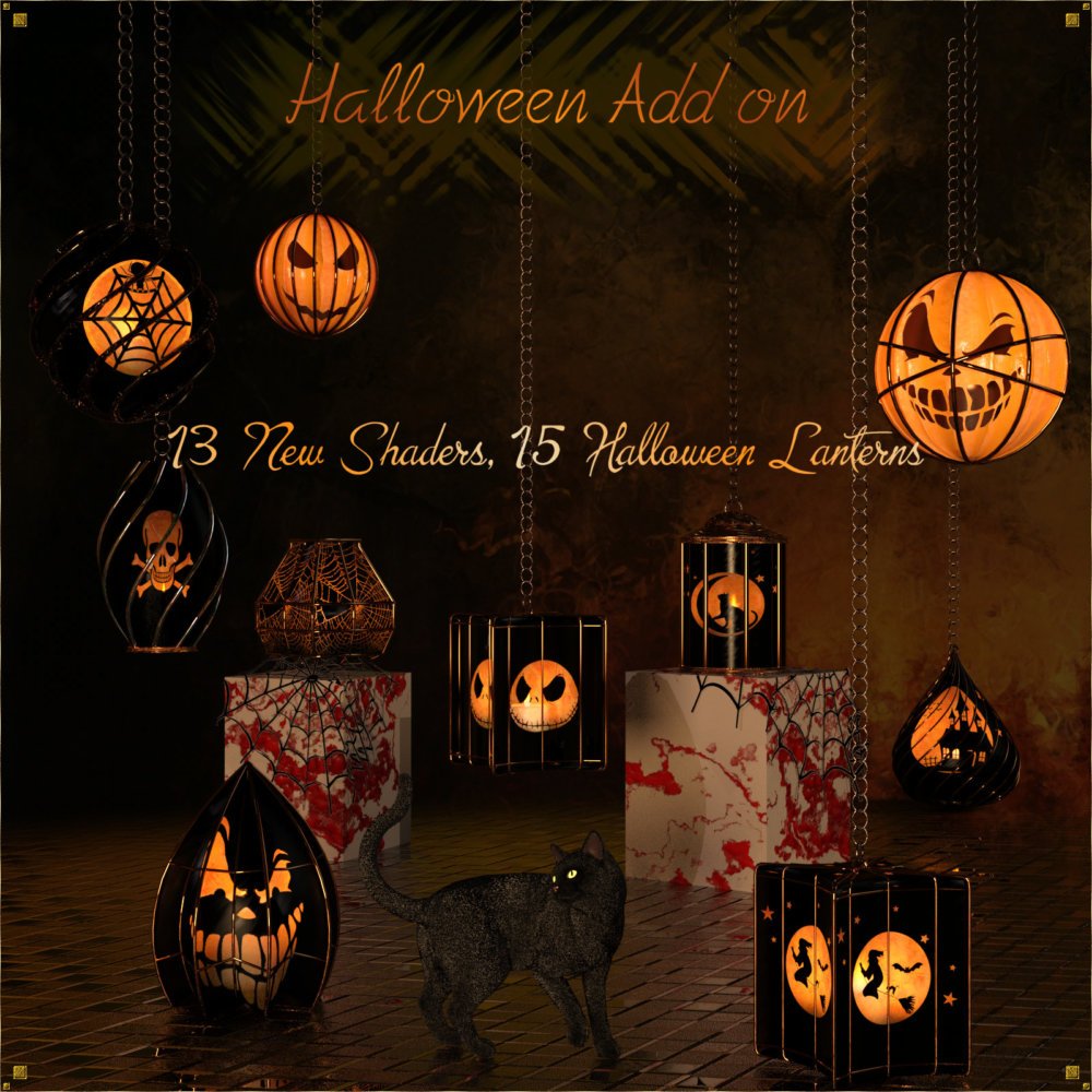 Caged Lanterns – Halloween Add on for DAZ