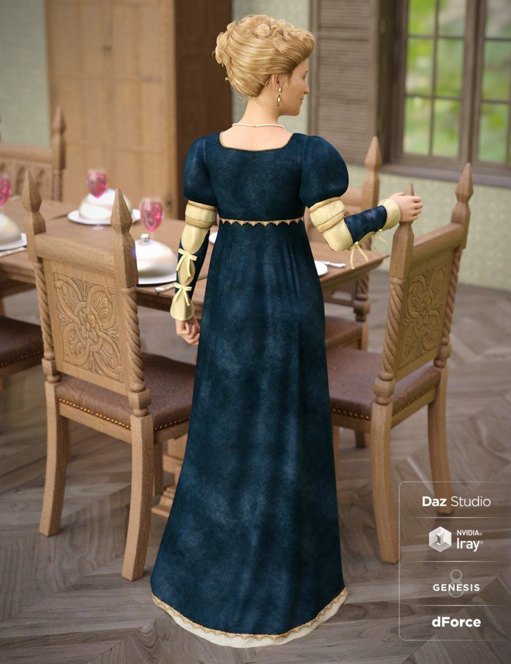 dForce Renaissance Dress for Genesis 8 Female(s)