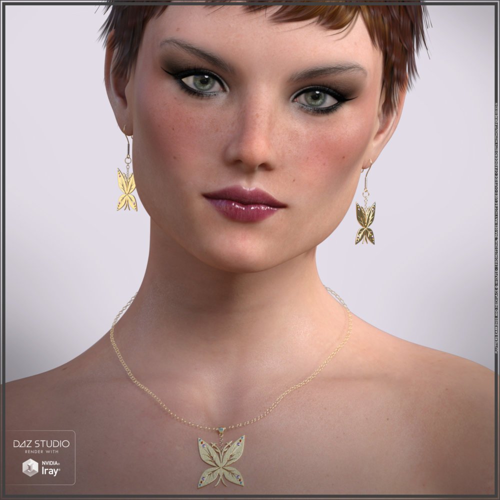 Flutters Earrings and Necklace for G3F G8F