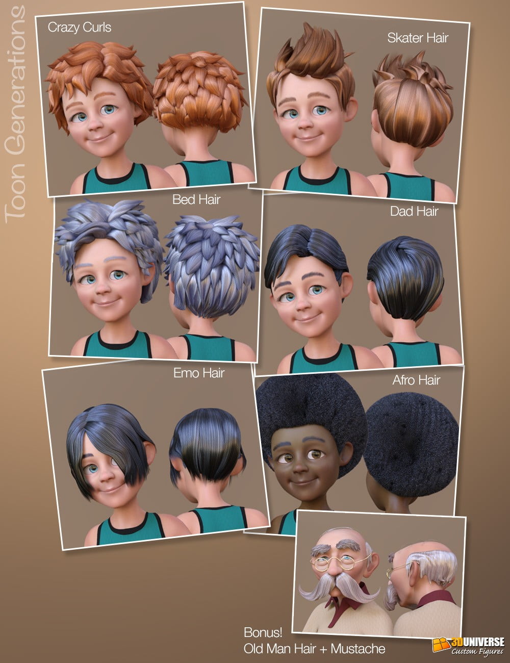 Toon Generations Hair for Genesis 8 Male(s)