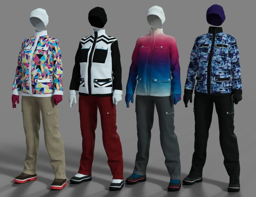dForce Winter Snow Outfit Female Textures