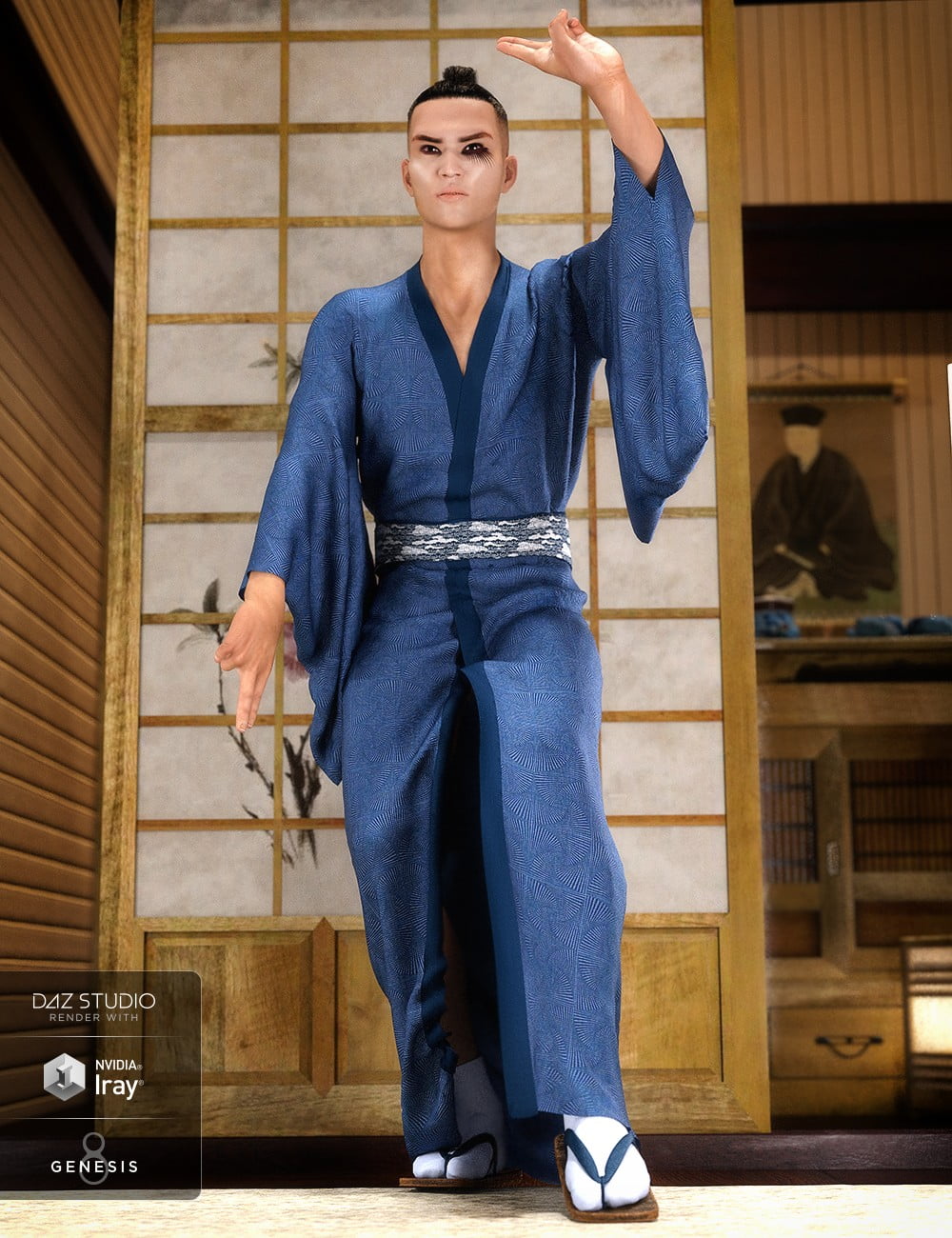 dForce Kimono Outfit for Genesis 8 Male(s)