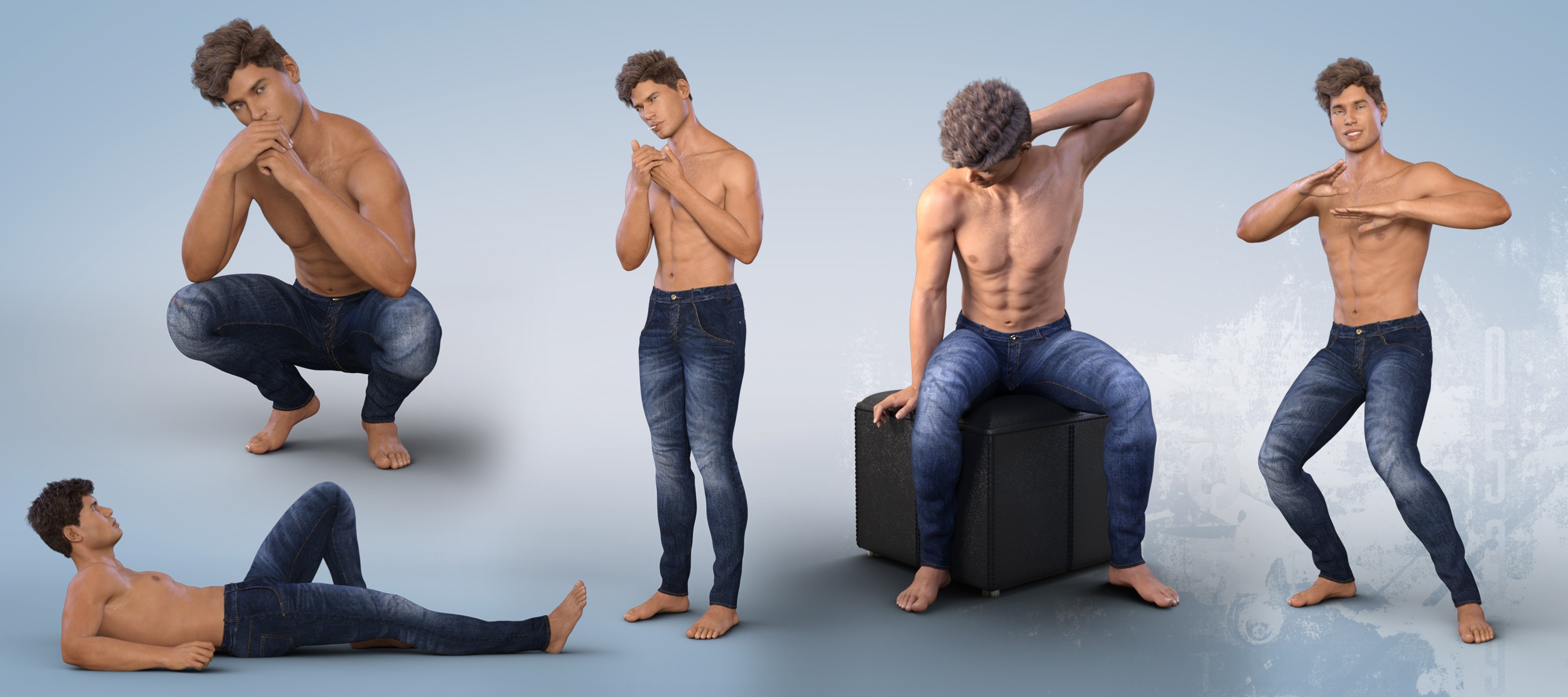 Z Male Attraction - Poses with Partials and Expressions for Genesis 3 & 8 Male