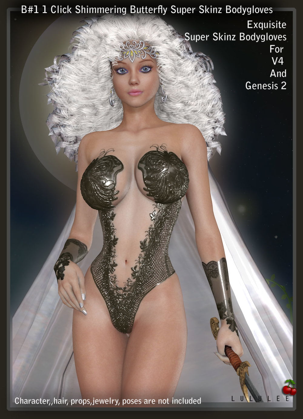 B#1 1 Click Shimmering Butterfly Super Skinz Bodygloves-DS