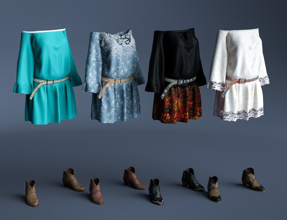 dForce Casual Country Girl Outfit Textures