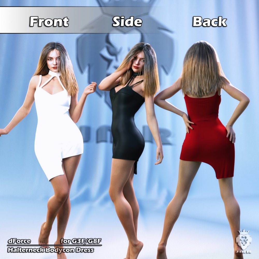 JMR dForce Halterneck Bodycon Dress for G3F and G8F