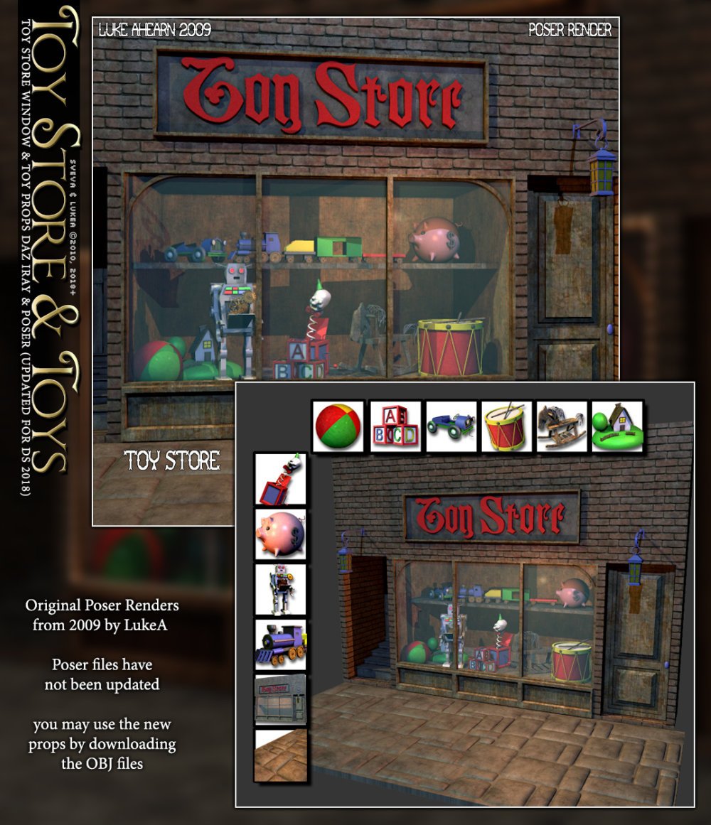 Toy Store Window and Toys for DS and Poser