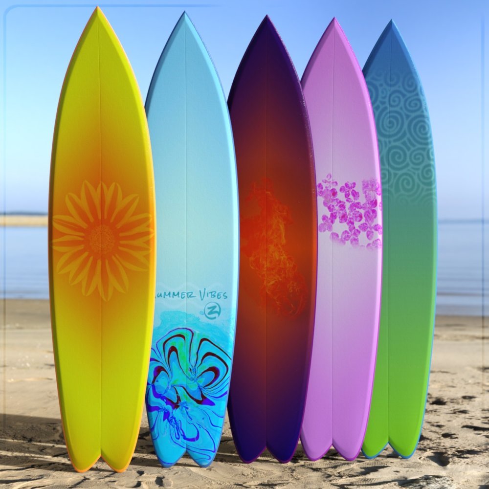 Z Surfboard and Poses for Genesis 3 and 8