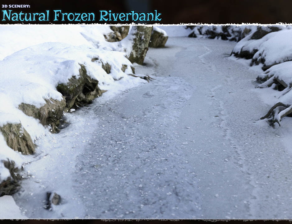 3D Scenery: Frozen Natural Riverbank
