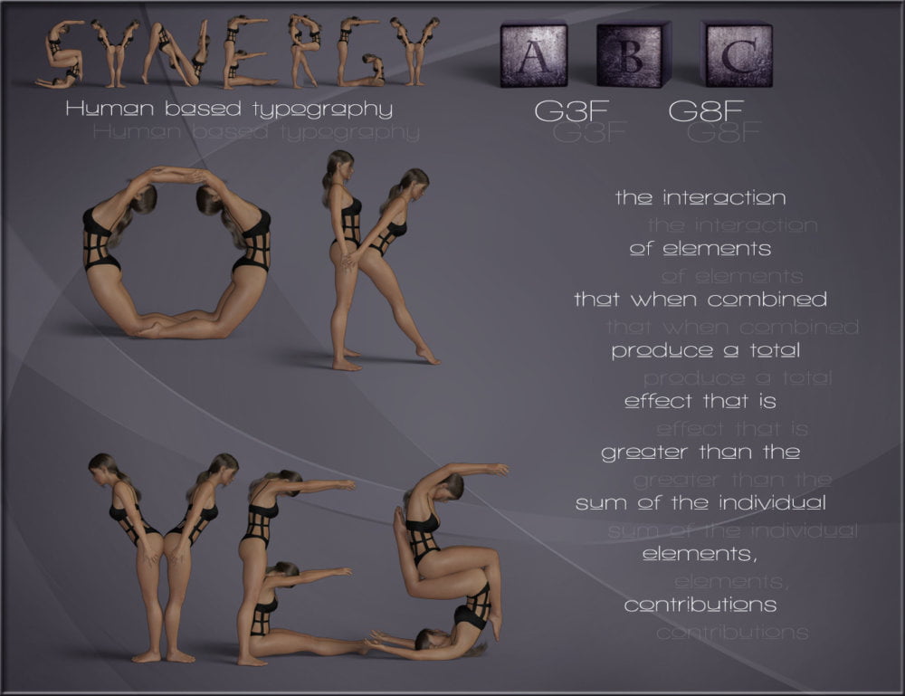 Synergy Abc Poses For G3f G8f ⋆ Freebies Daz 3d