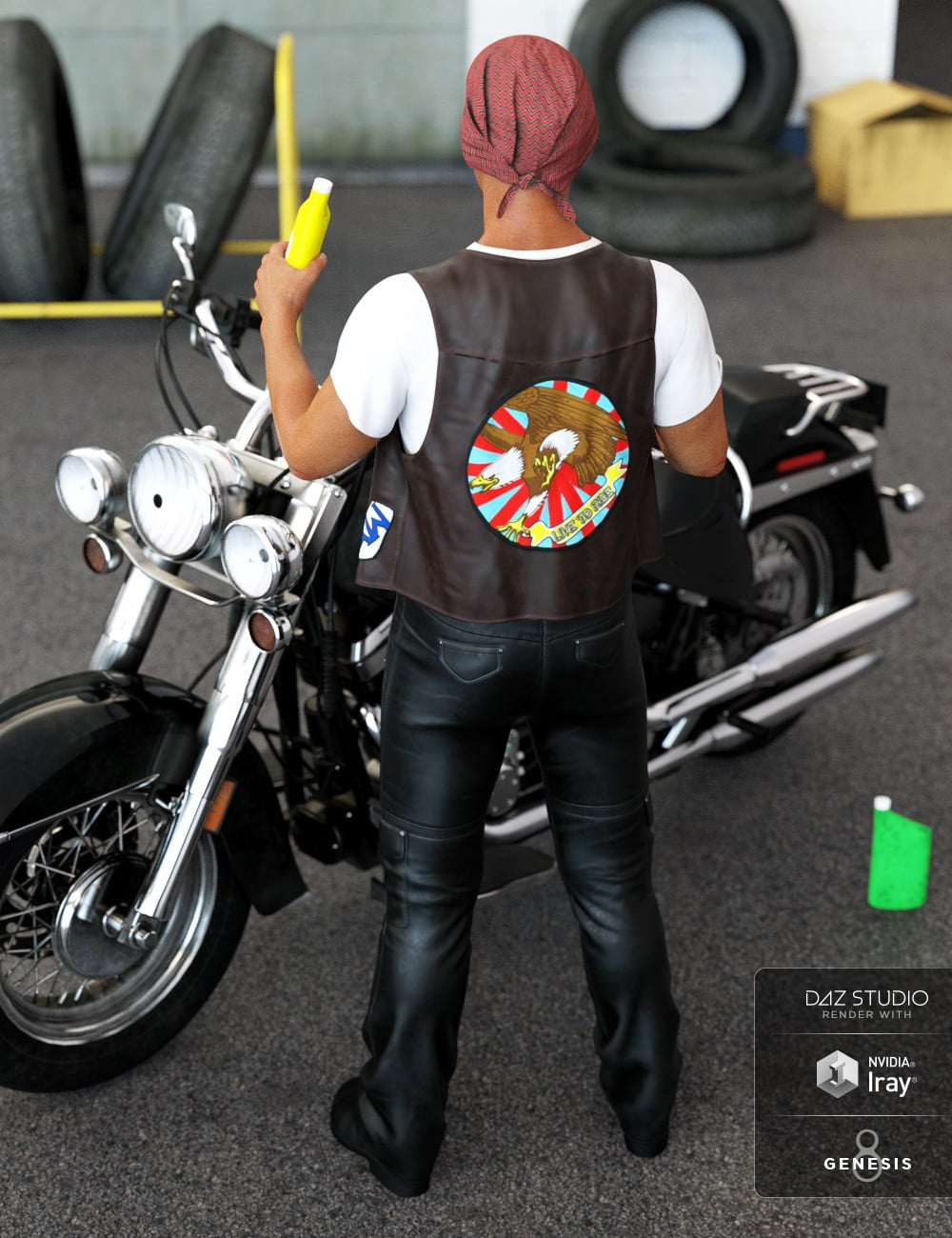 dForce Biker Outfit for Genesis 8 Male(s)