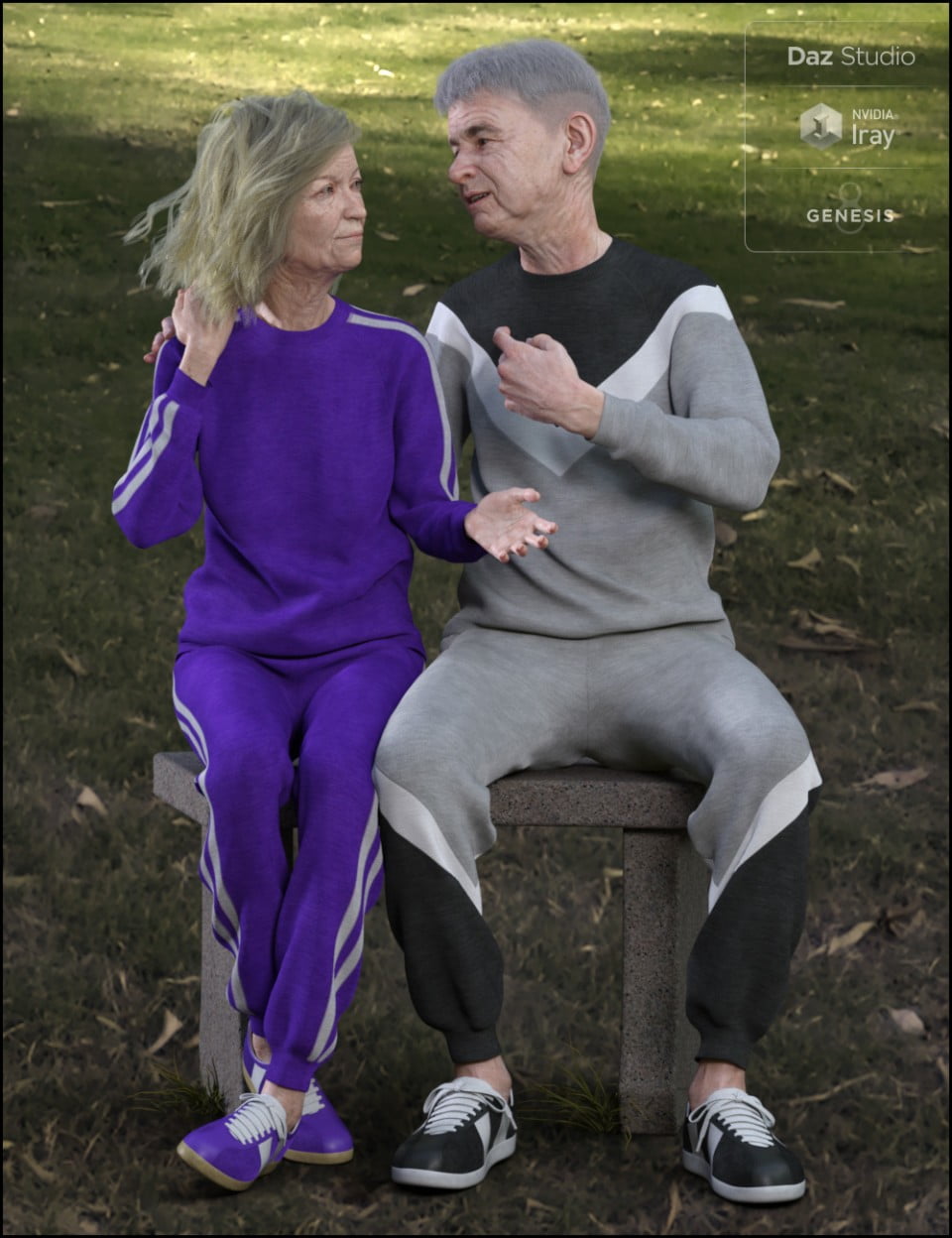 dForce Retro Sweatsuit for Genesis 8 Female(s) and Male(s)