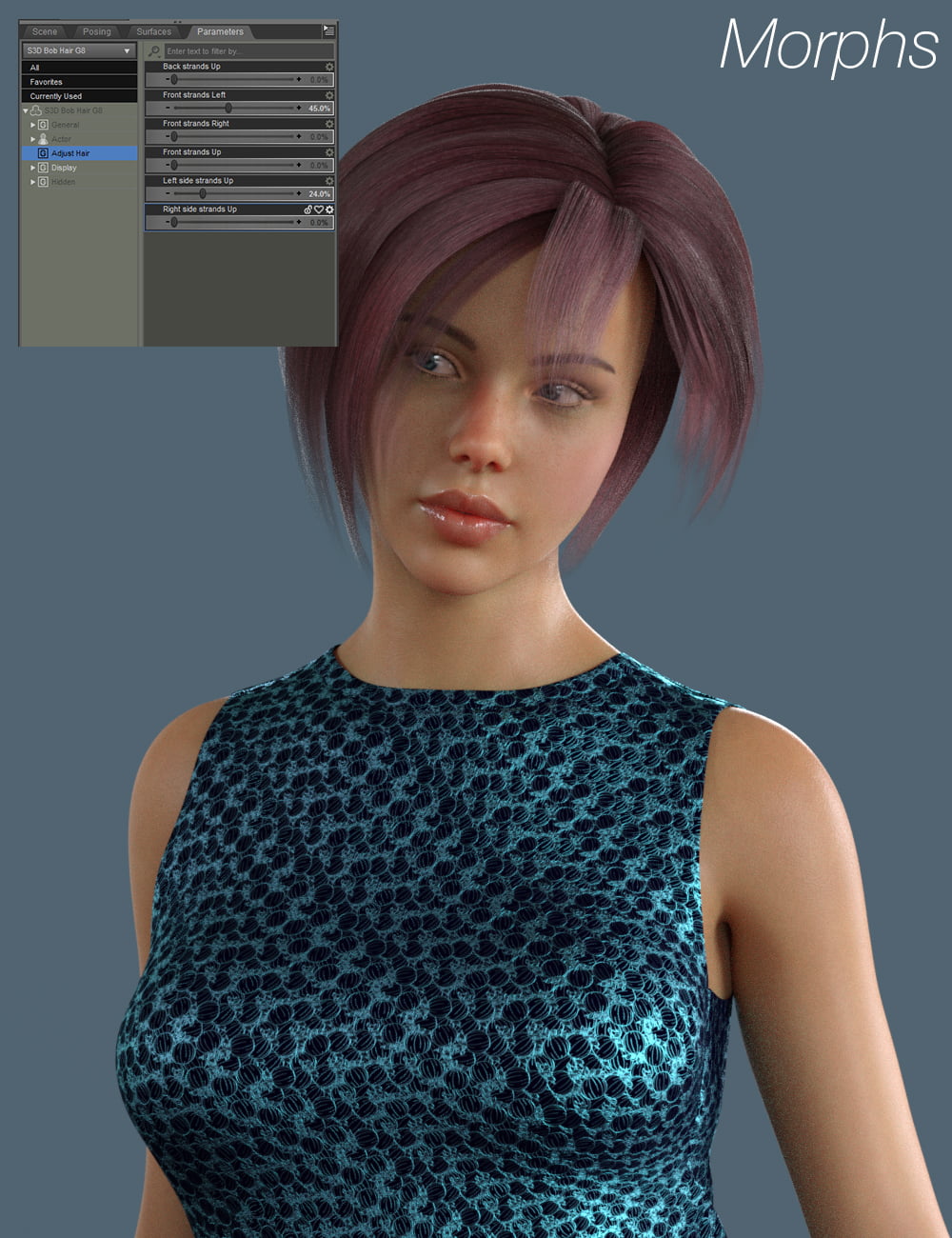 Slide3D Bob Hair for G3F and G8F