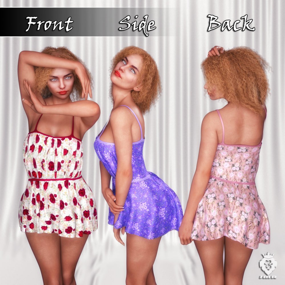 JMR dForce Flirty Floral Dress for G3F and G8F