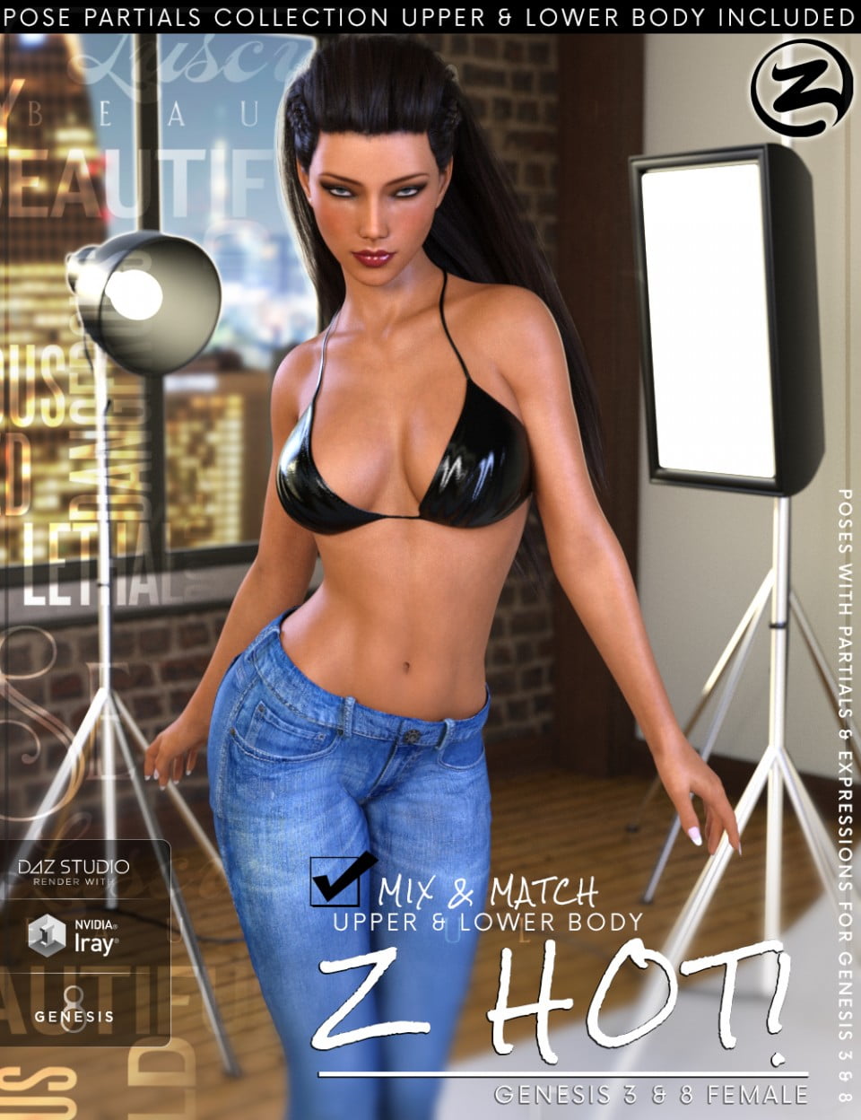 Z Hot Poses With Partials For Genesis 3 And 8 Female ⋆ Freebies Daz 3d