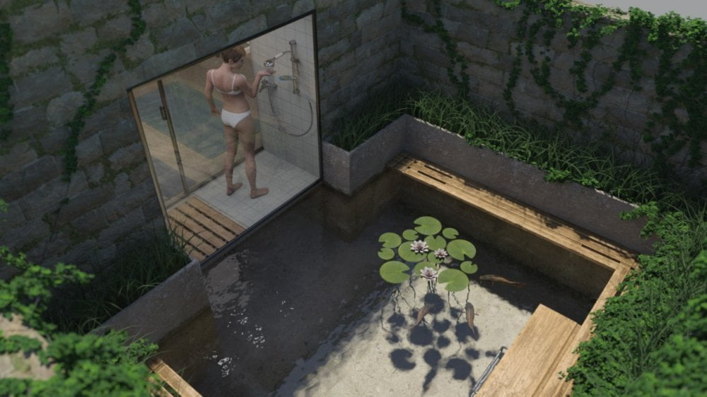 Cosy Bathroom with Rigged Shower and Poses for Genesis 8 Female