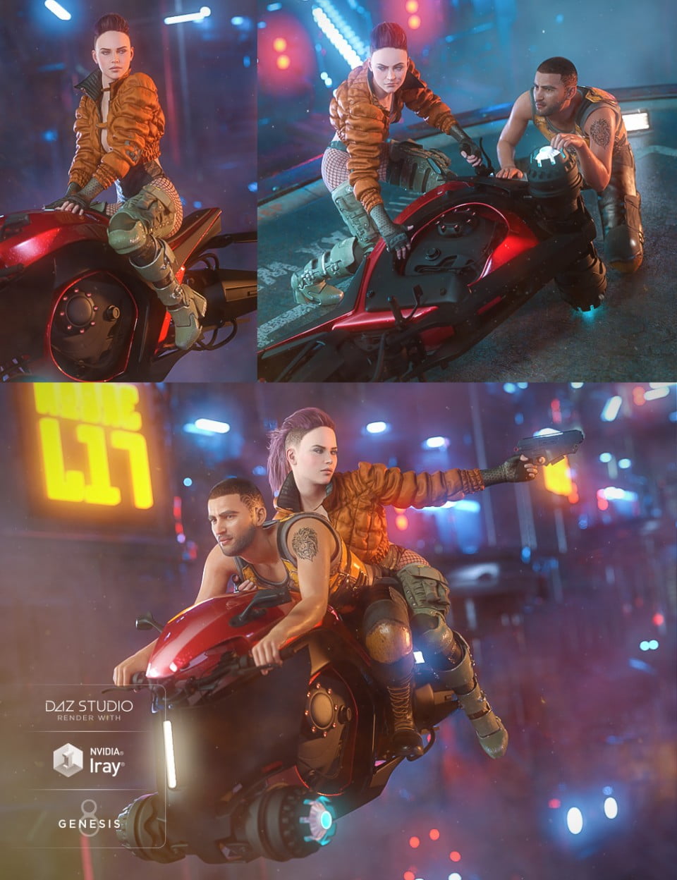 Future Noir Hoverbike Poses for Genesis 8