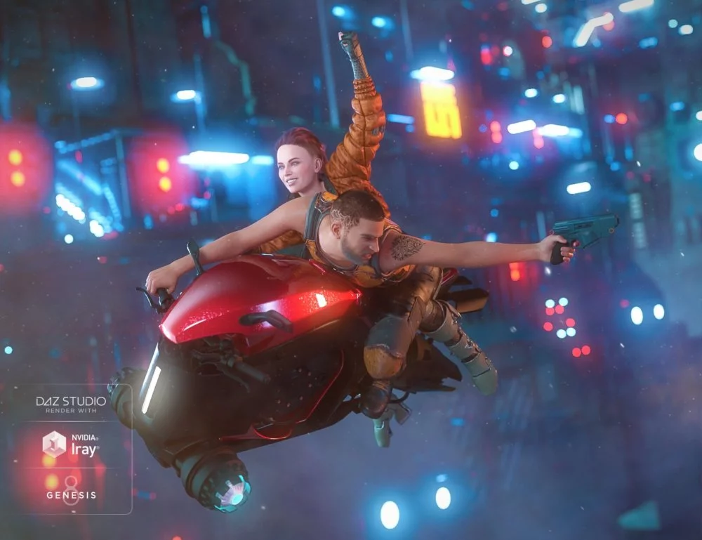 Future Noir Hoverbike Poses for Genesis 8