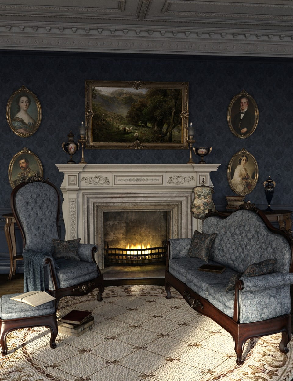 The Blue Room Iray for Victorian Decor 2 and 3