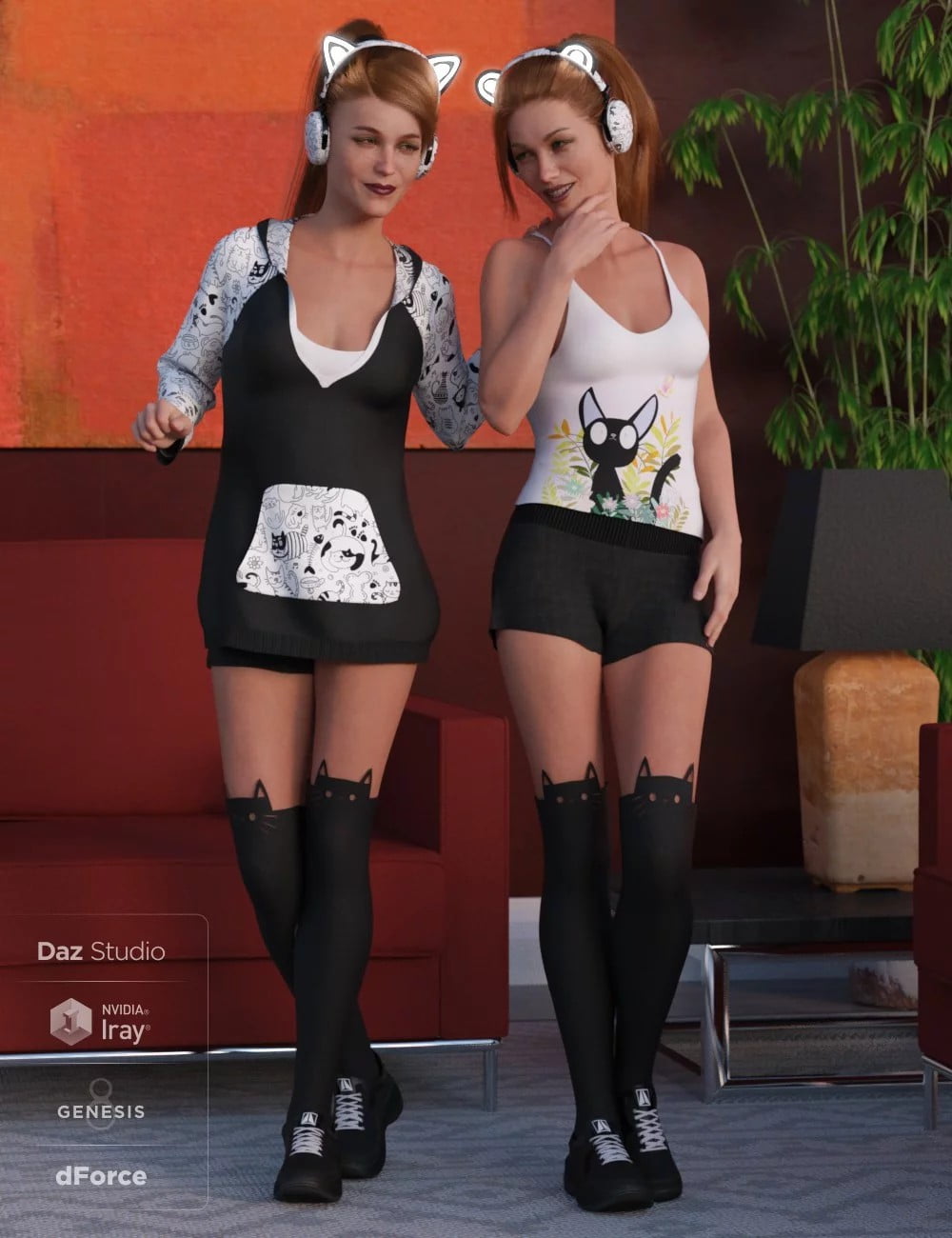 dForce Cool Kitty Outfit for Genesis 8 Female(s)