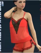 dForce Sexy Silk PJs With Lace for Genesis 8 Female