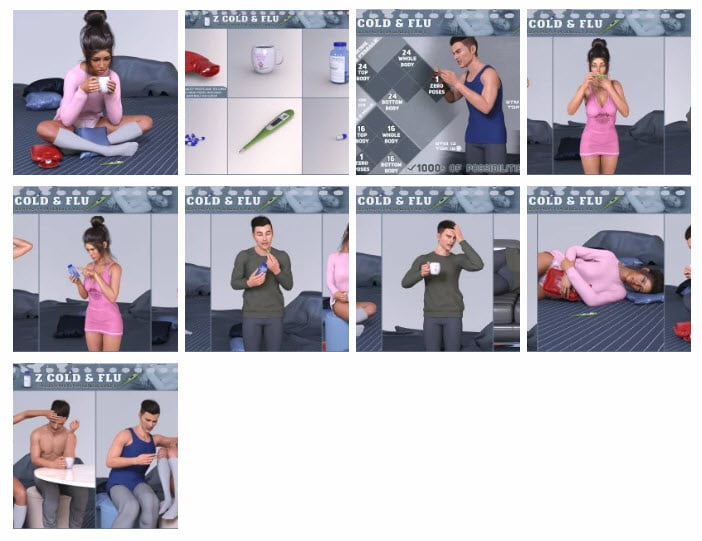 Z Cold and Flu - Props and Poses for Genesis 3 and 8