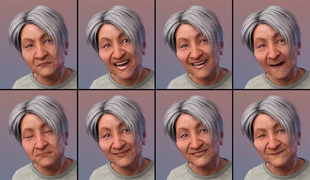 CDI Active Poses and Expressions for Mrs Chow 8 and Genesis 8 Female