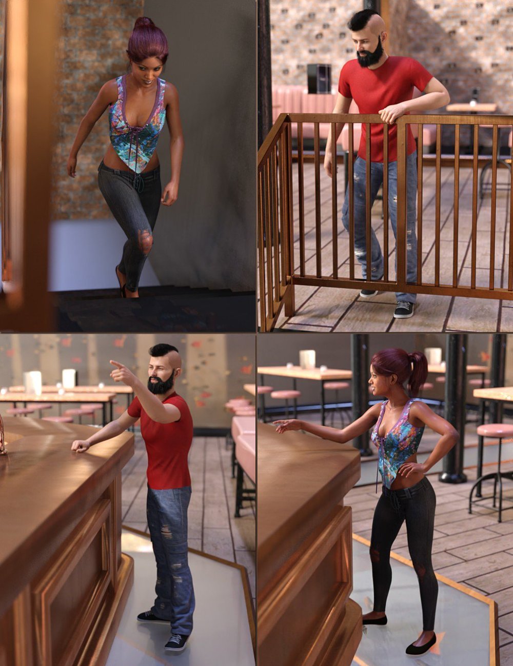 Aquarium Bar Poses for Genesis 8