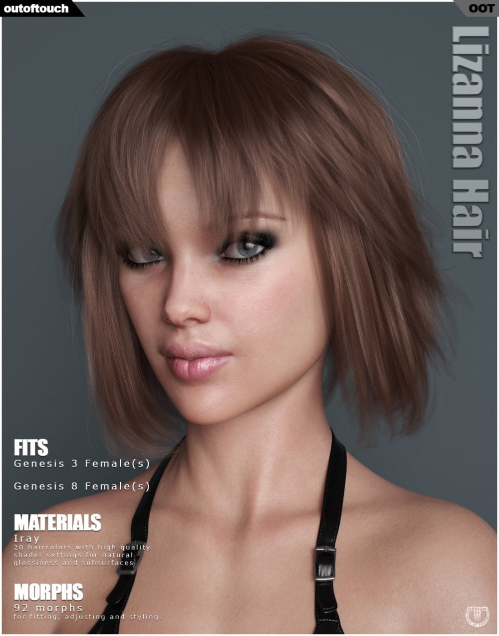 Lizanna Hair for Genesis 3 and 8 Females