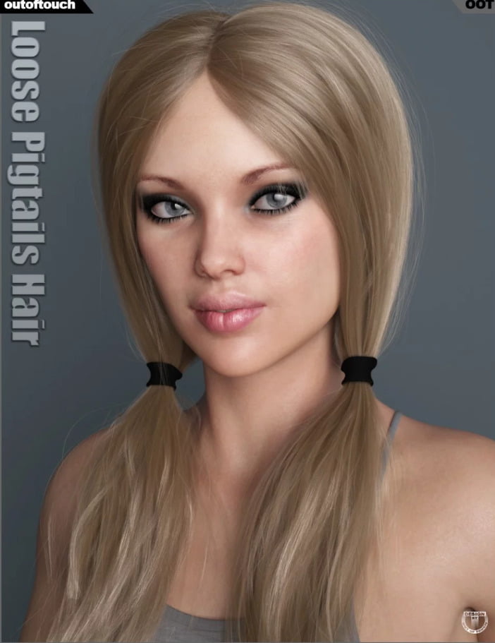 Loose Pigtails Hair for Genesis 3 and 8 Female(s)